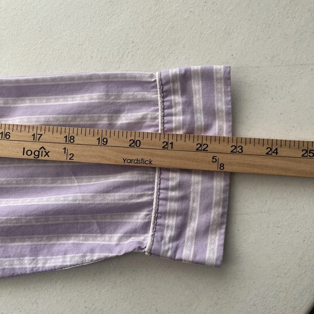 Lauren Ralph Lauren Purple White Striped Pajama Top Medium Preppy Loungewear